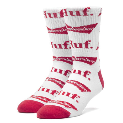 Huf Budweiser Crew Socks - White