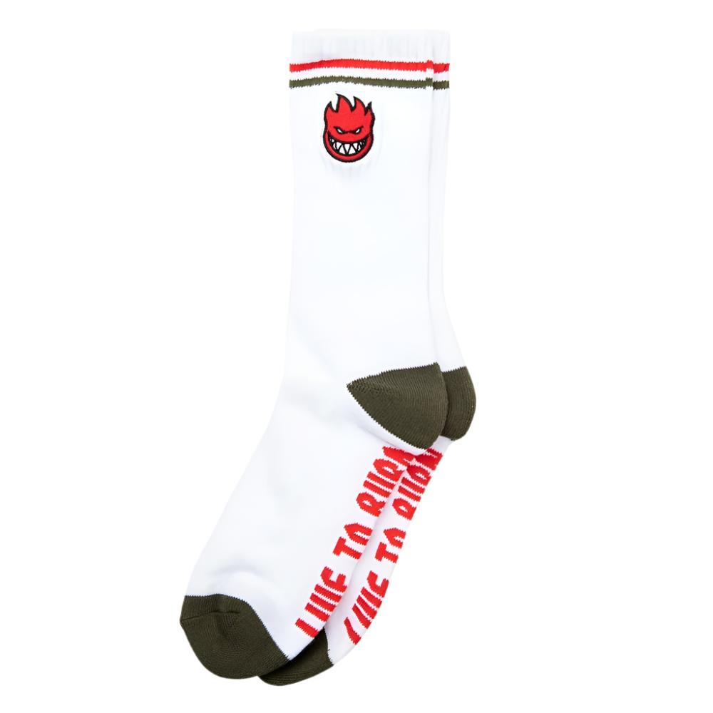 SPITFIRE Bighead Fill Embroided socks - White/Olive/Red