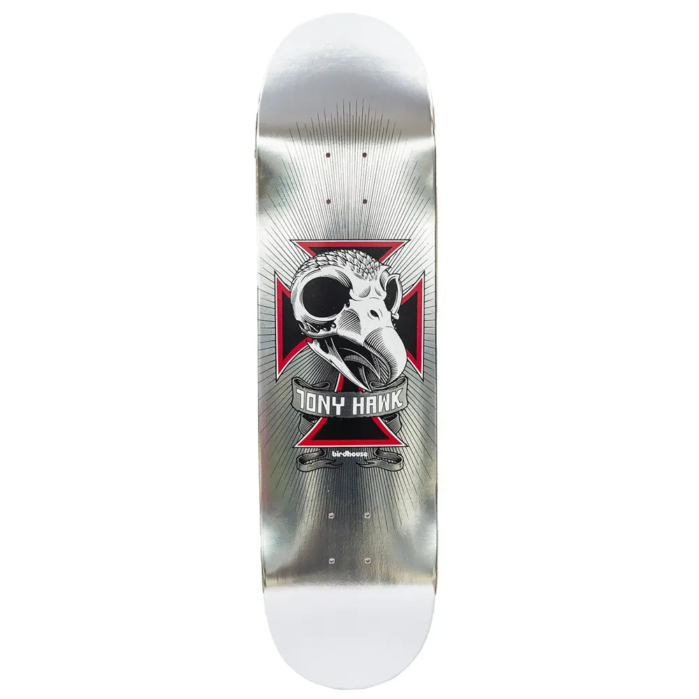 BIRDHOUSE Skull Hawk skateboard deck - Chrome - 8.25