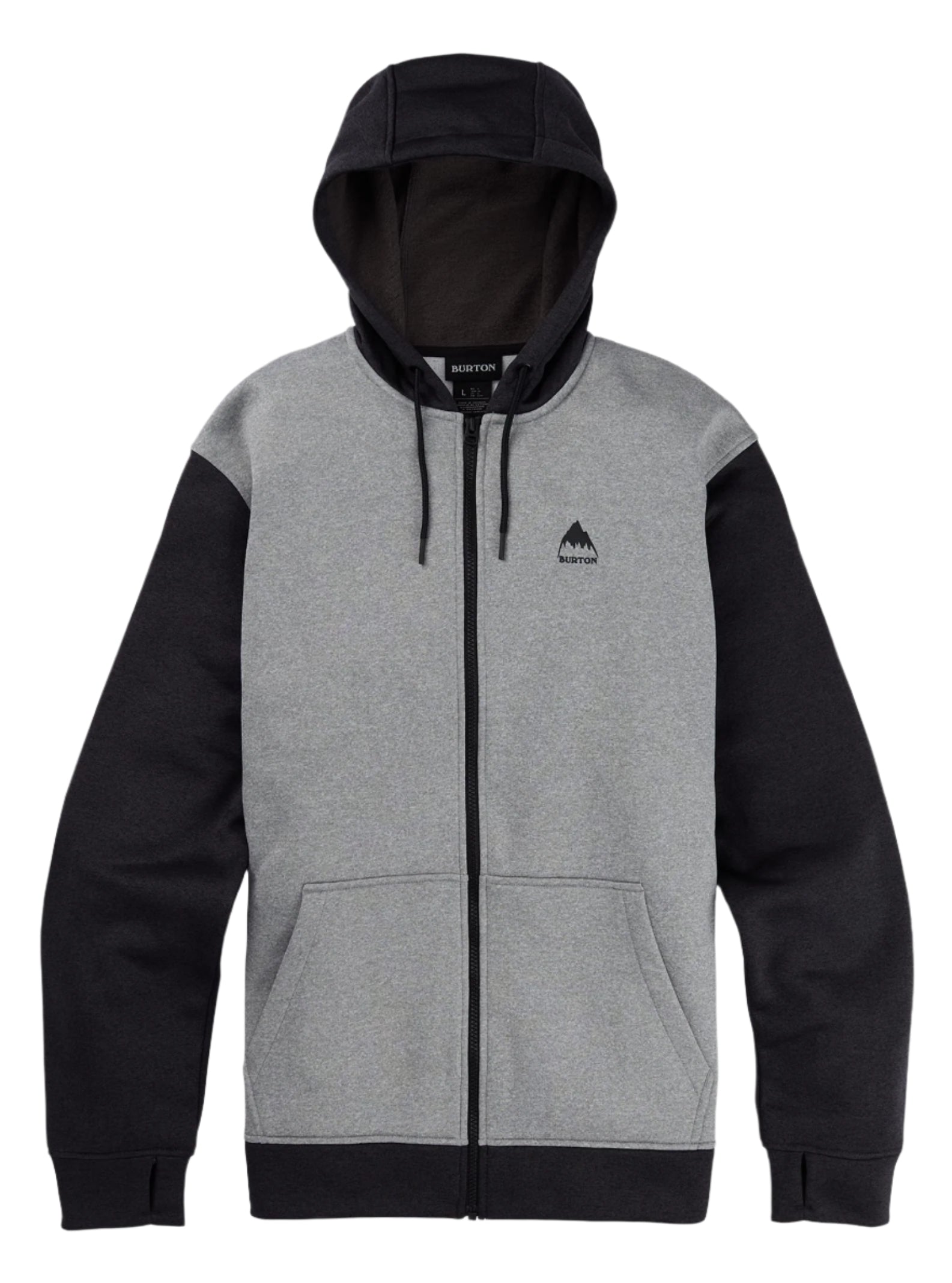 BURTON Oak Full-Zip hoodie - Mens - Grey Heather/True Black - Mens