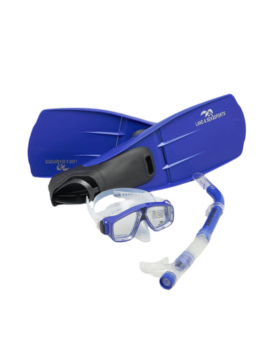 Land and Sea Adventurer Mask Snorkel And Fin Set - XLarge - Blue