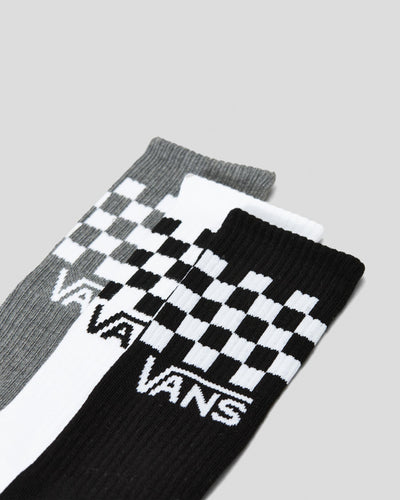 Vans Classic Check Crew Socks 3 Pack - Black White