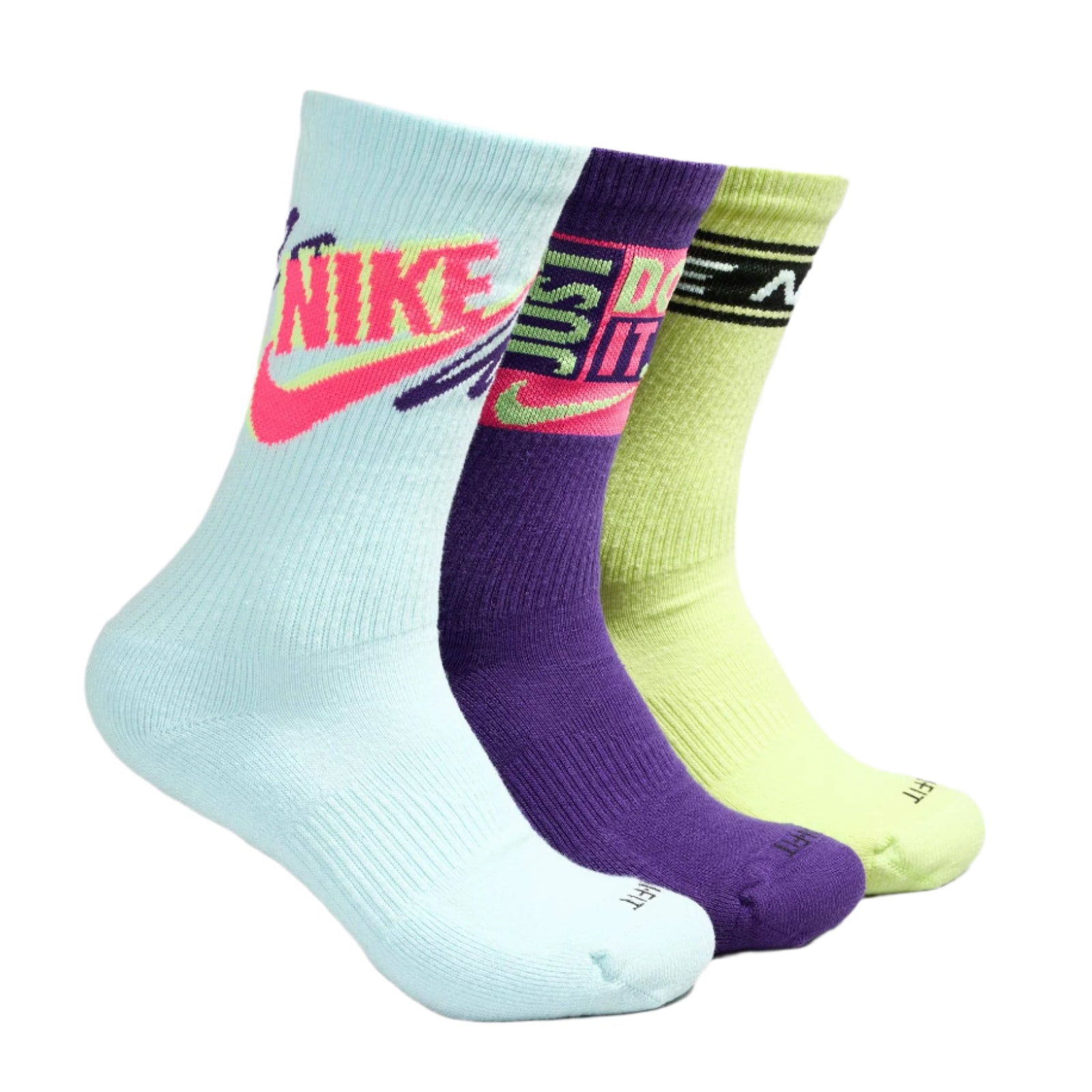 Nike Everyday Plus Crew Sock 3Pk - multi - yellow/purple/light blue