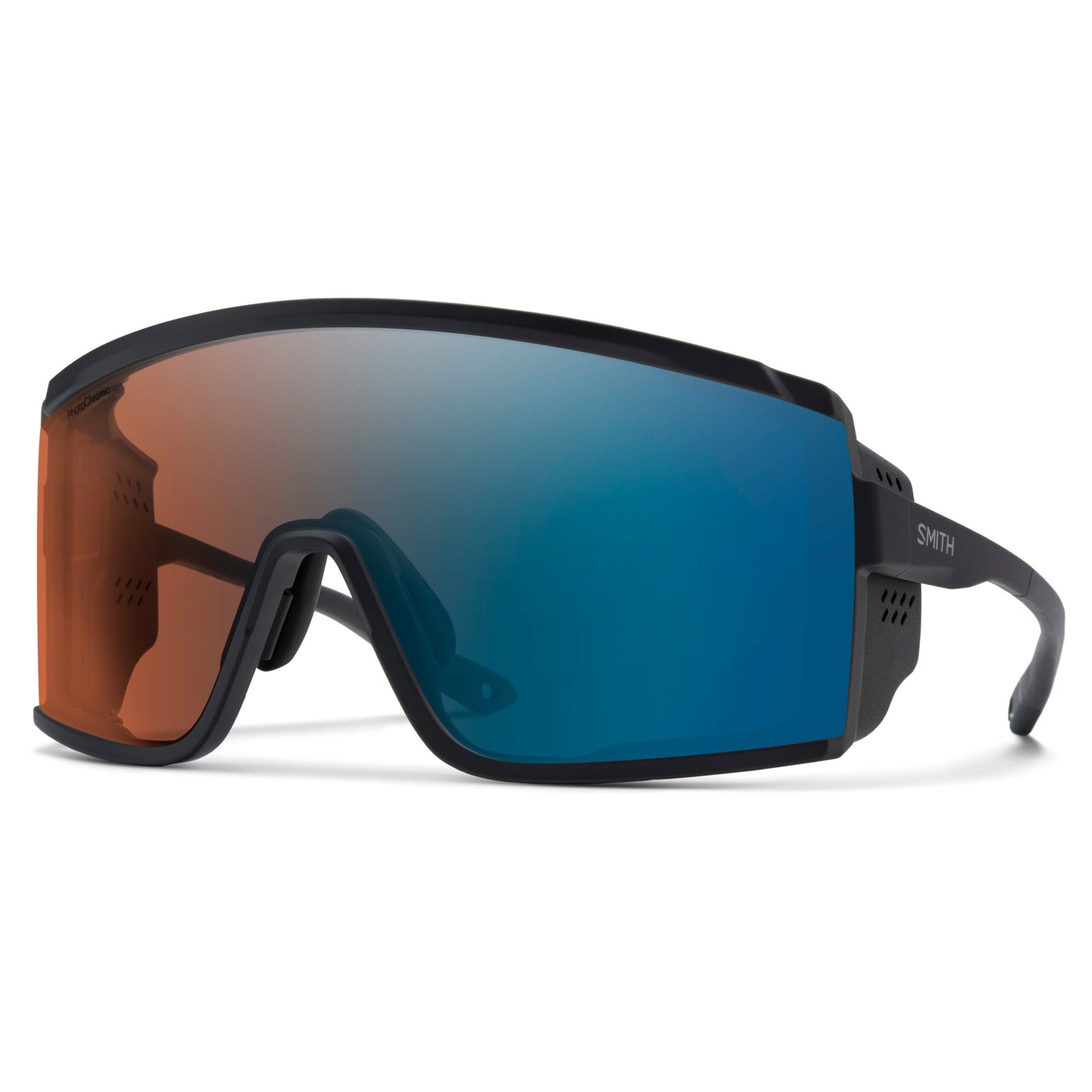 Smith Pursuit Sunglasses - Matte Black + ChromaPop Glacier Photochromic Copper Blue Mirror Lens