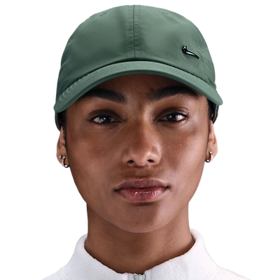 Nike Dri-Fit Club Unstructured Metal Swoosh running cap - Clay Green/Metallic Black