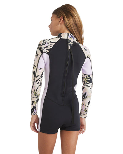 Billabong Girls 2/2mm Spring Fever Long Sleeve Springsuit - Black Floral