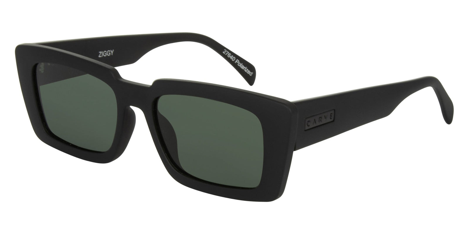 Carve Ziggy Sunglass - Matte Black Green Polarized