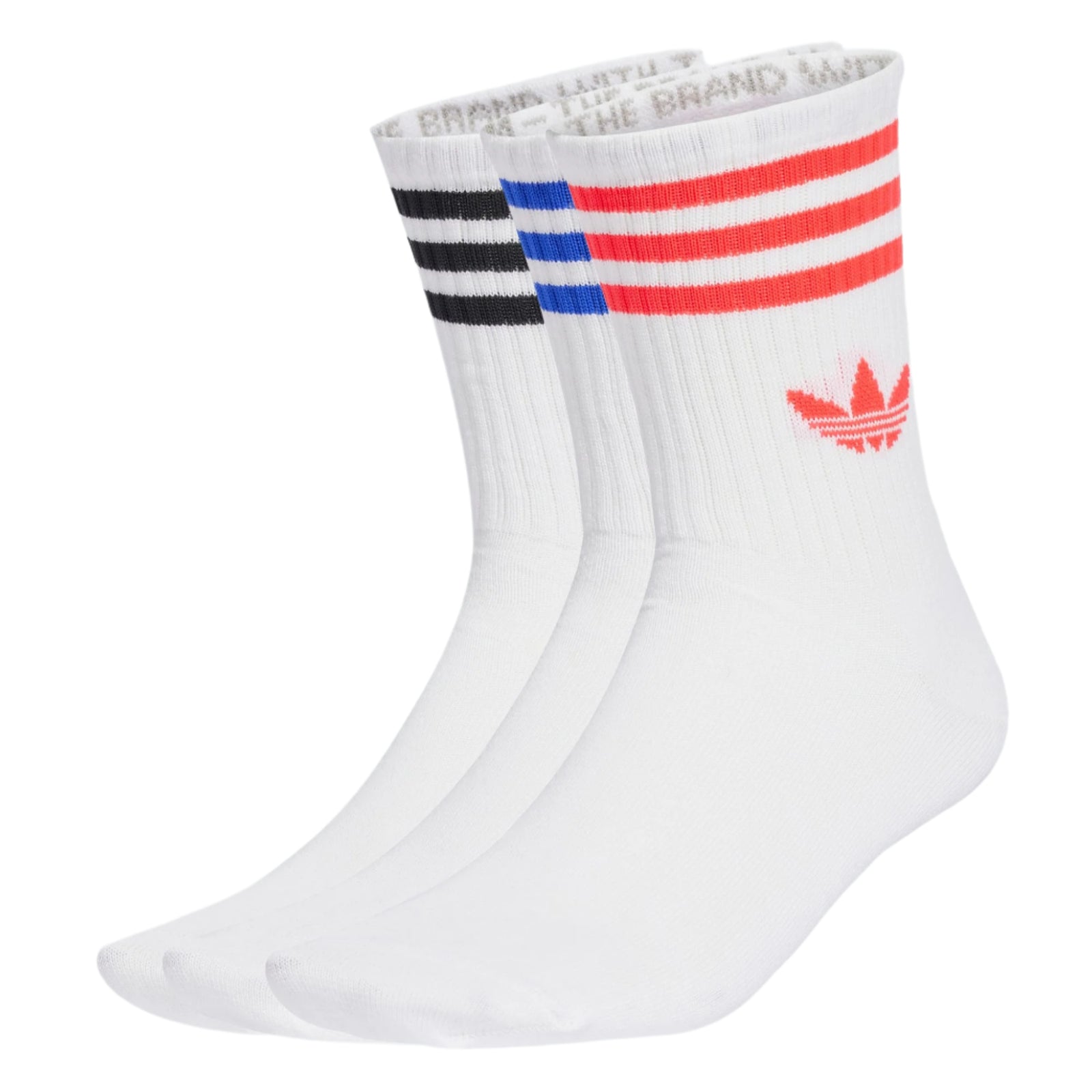 Adidas 3-Stripes Crew Sock 3 pair - White / Lucid Red / Lucid Blue