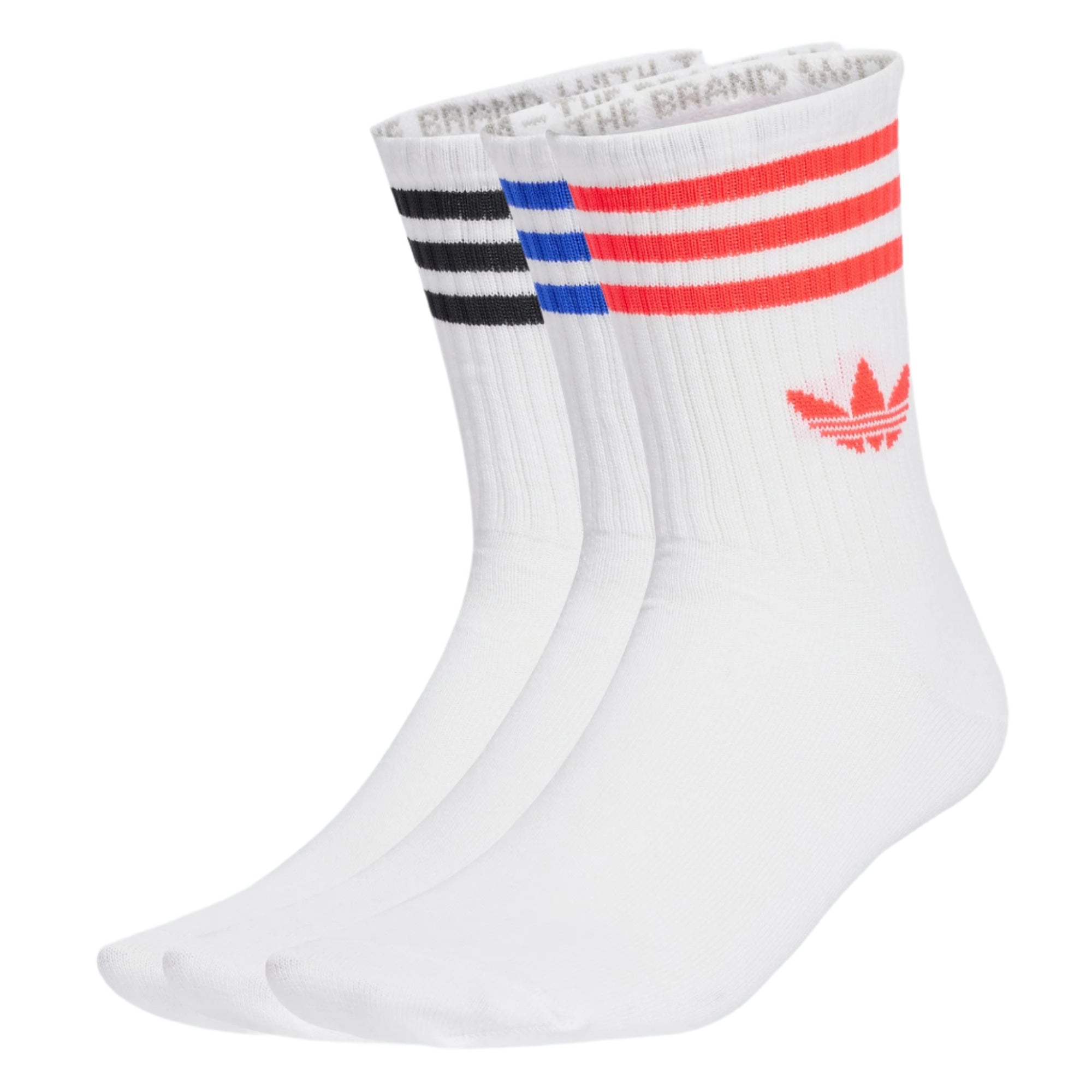 Adidas 3-Stripes Crew Sock 3 pair - White / Lucid Red / Lucid Blue