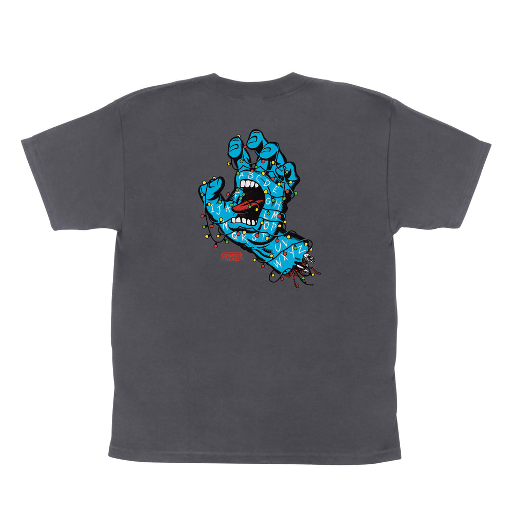 SANTA CRUZ x Stranger Things Screaming Hand Lights SS tee - Kids - Charcoal