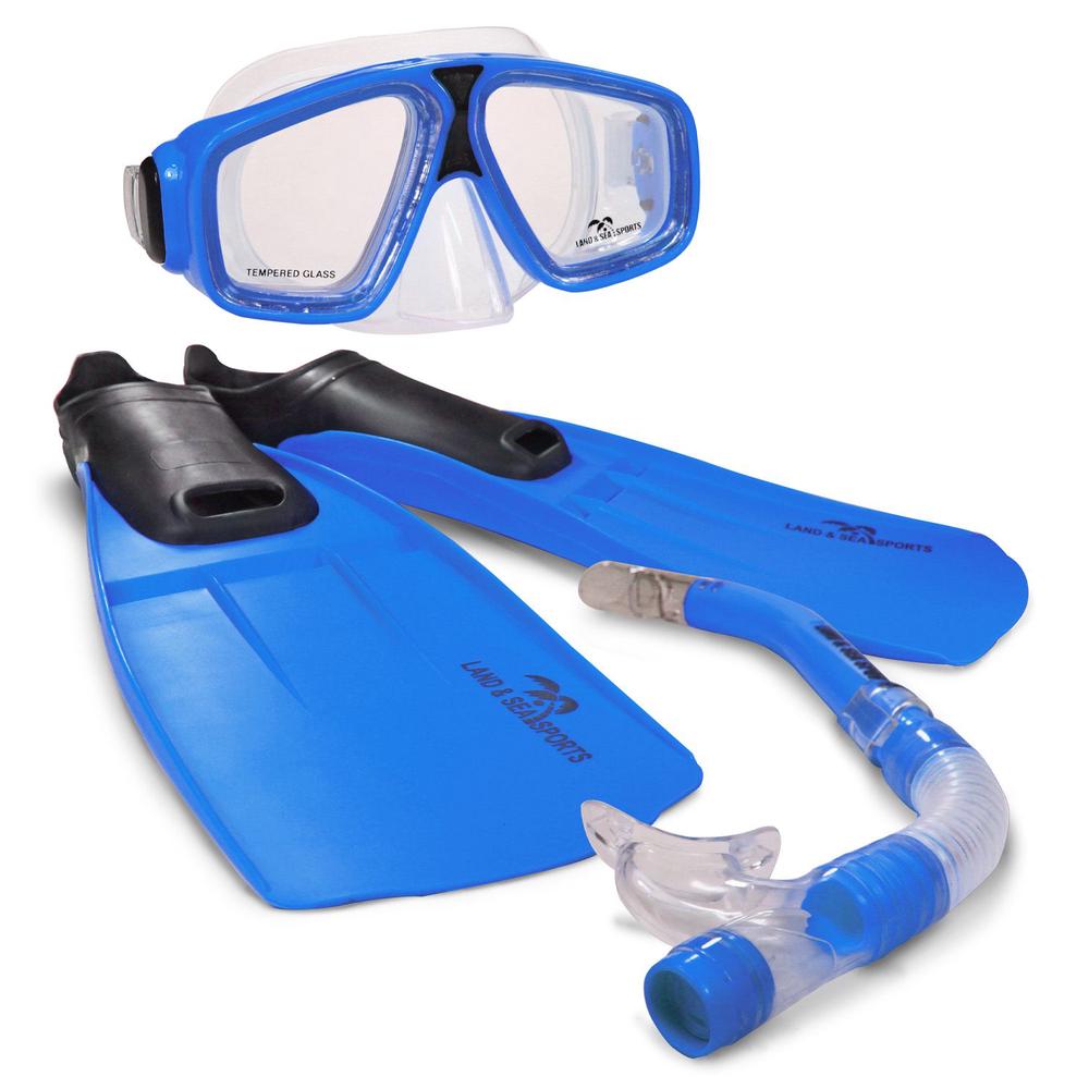 Land and Sea Adventurer Mask Snorkel And Fin Set - Small - Blue