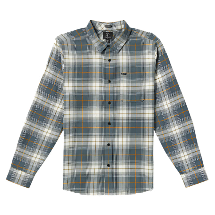 VOLCOM Caden Plaid Long Sleeve Shirt - Navy