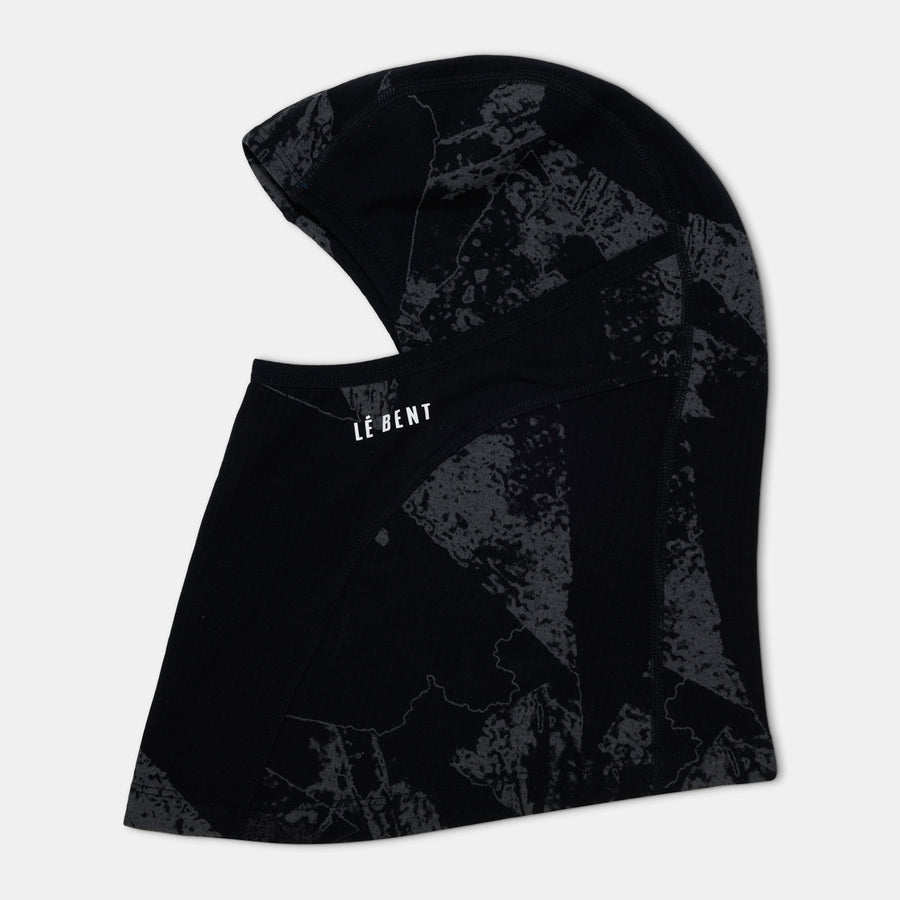 Le Bent Fractal Waffle Midweight Balaclava - Black