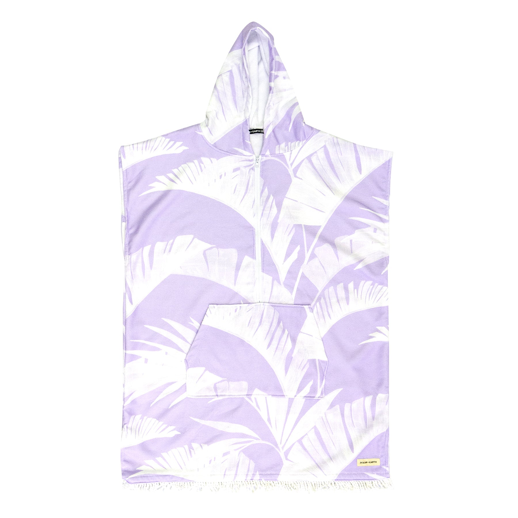 OCEAN & EARTH Front Zip Hooded Poncho - Womens - Pale Violet