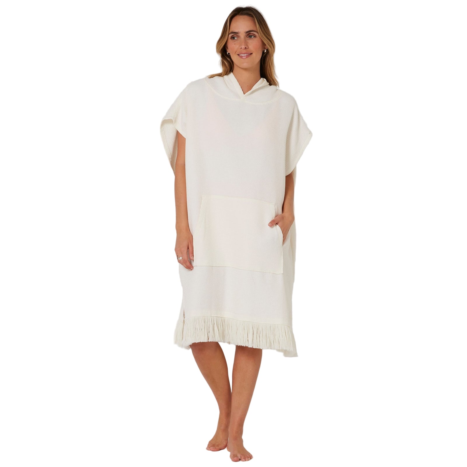 OCEAN AND EARTH Waffle poncho - Womens - Antique White
