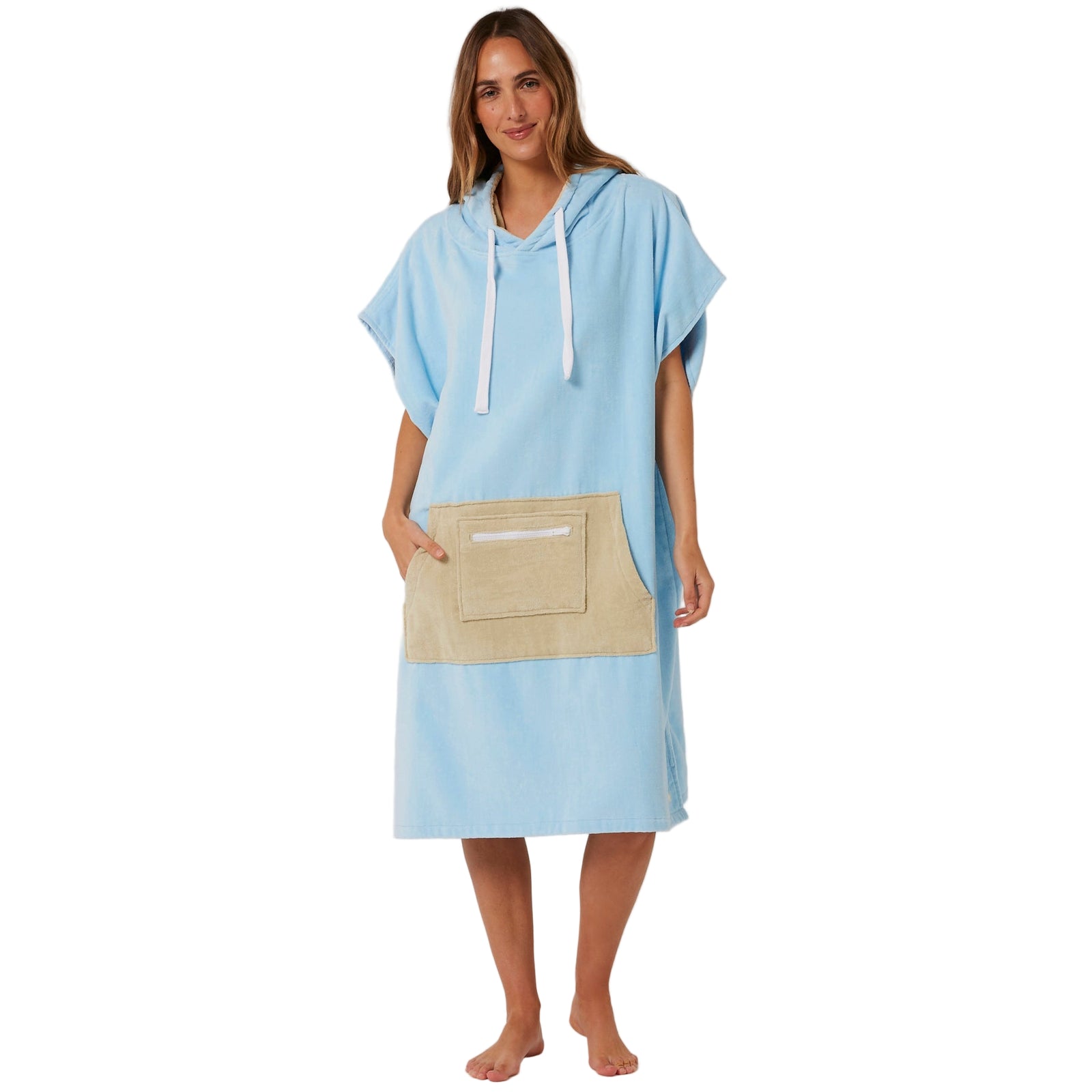 OCEAN AND EARTH Day Dream Hooded poncho - Womens - Pale Blue