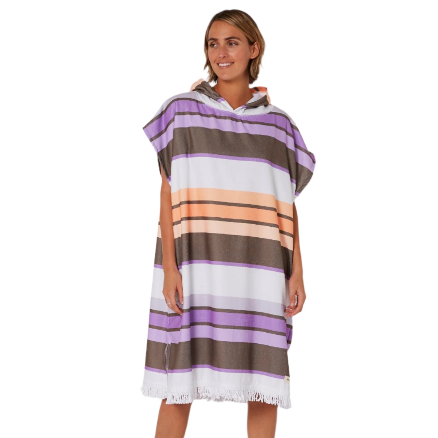 OCEAN AND EARTH Sunkissed hooded poncho - Womens - Bleached Apricot/Violet