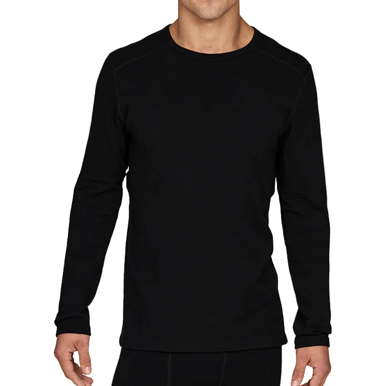 LE BENT Heavyweight Grid Fleece Crew - Mens - Black