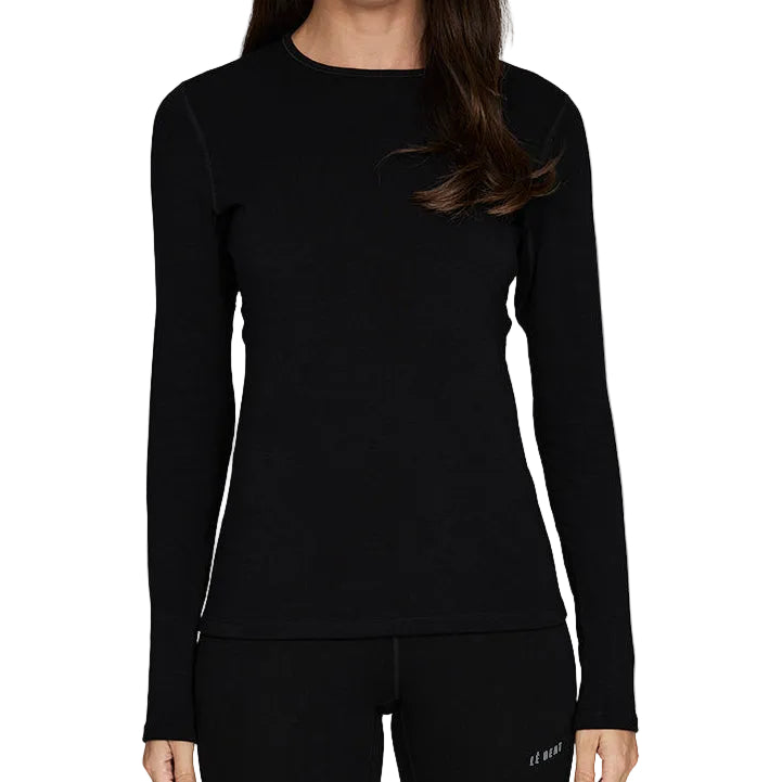 LE BENT Heavyweight Grid Fleece Crew - Womens - Black