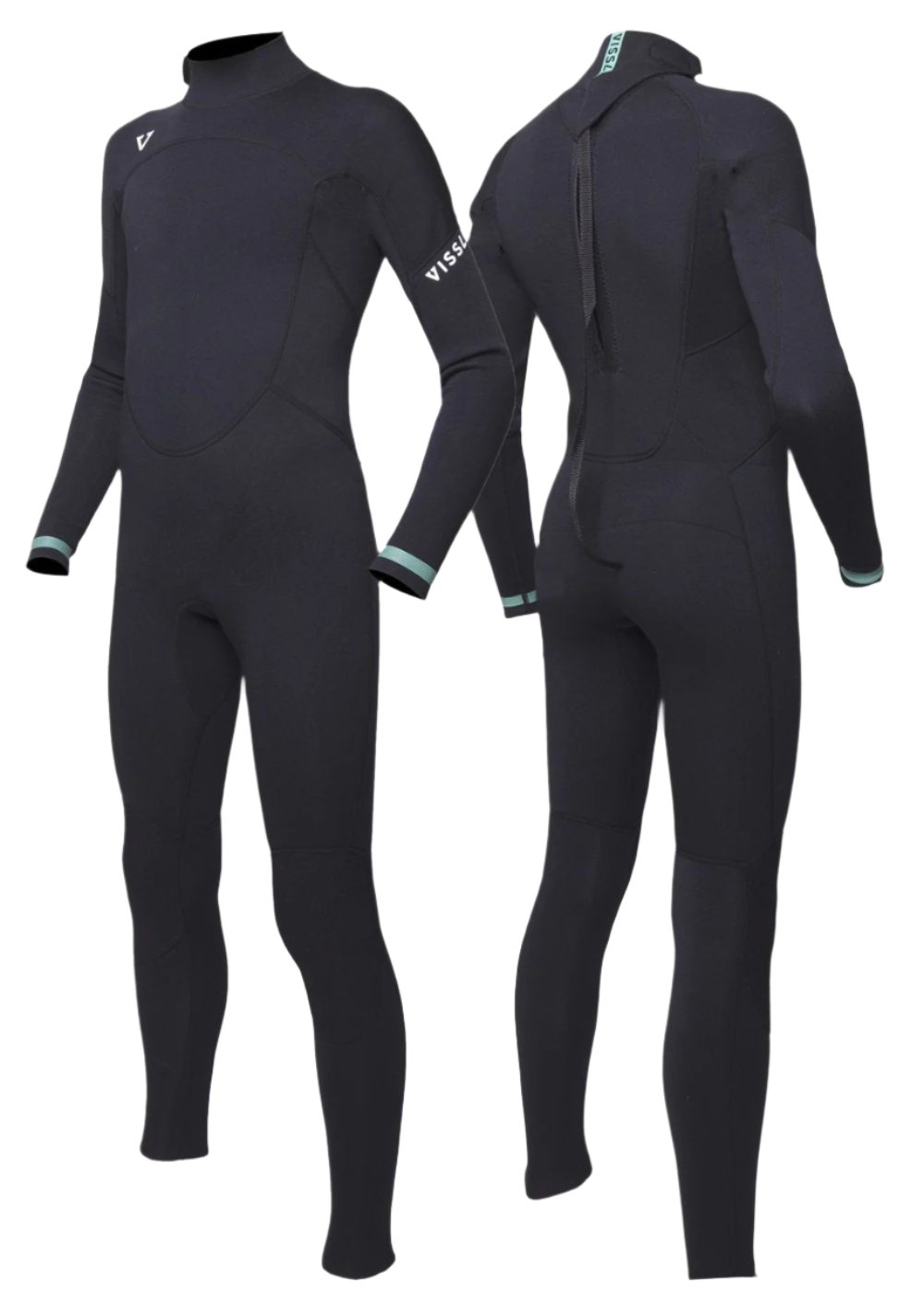 Vissla Easy Seas Boys 3-2 Flat Lock Back Zip Full Suit - Black