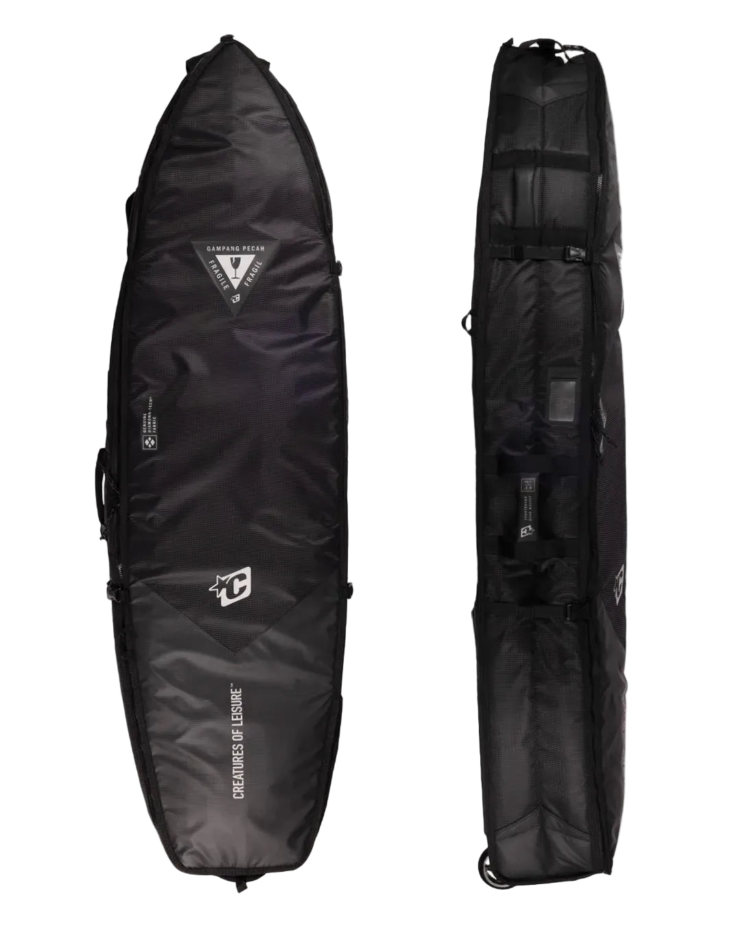 Creatures Shortboard Triple Wheely DT2.0 6ft 7 Surfbag - Black Silver