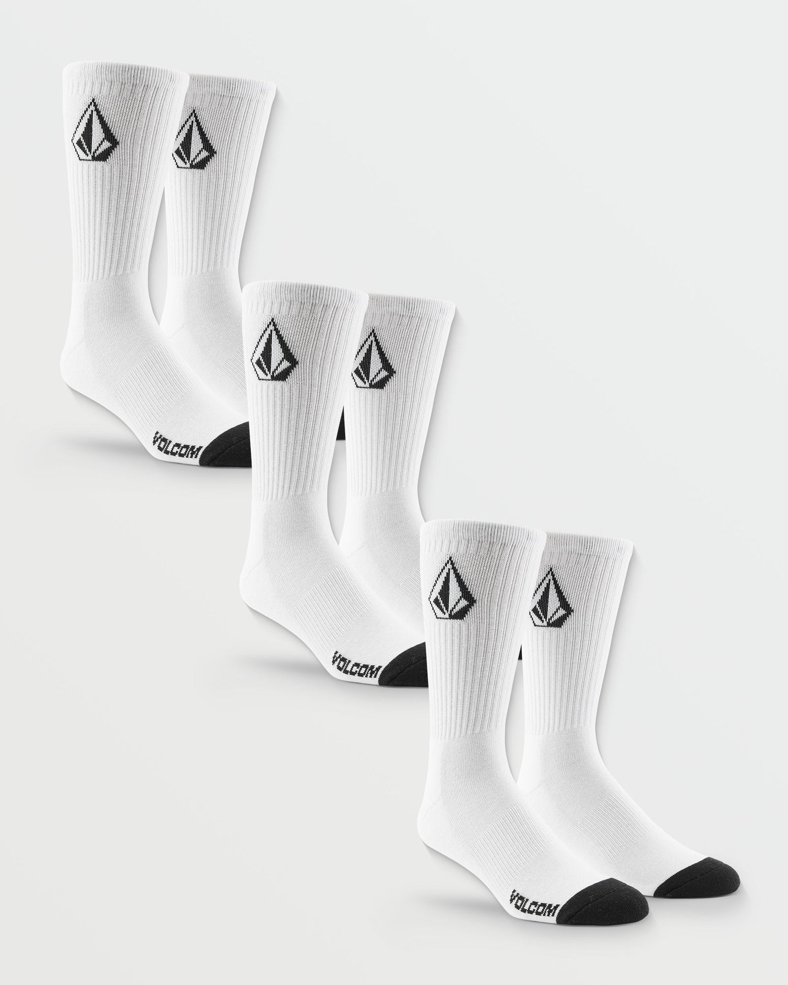 VOLCOM Full Stone Sock - 3 Pack - White