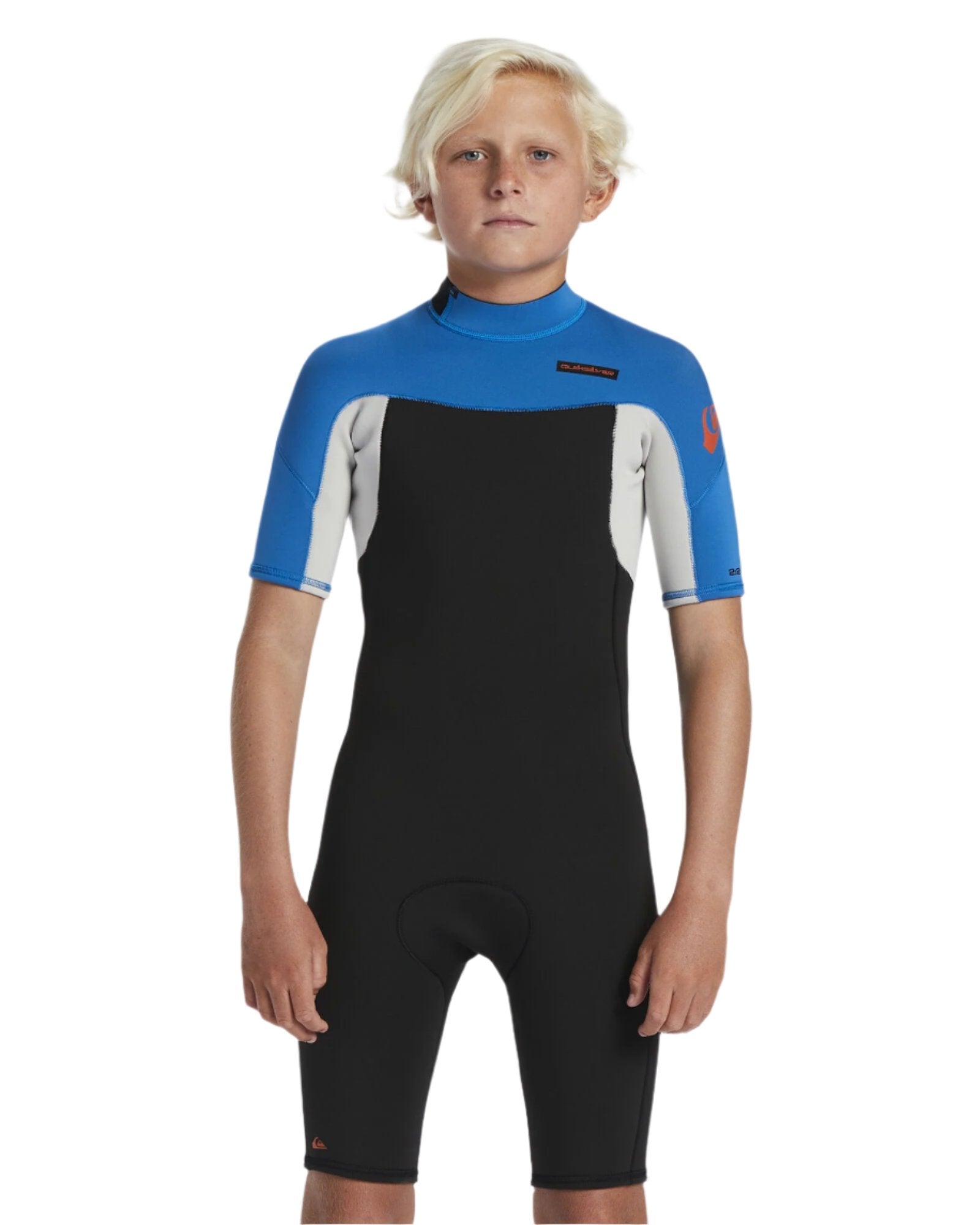 Quiksilver Everyday Sessions Back Zip Short Sleeve Boys Spring Suit -Black/Squale Blue