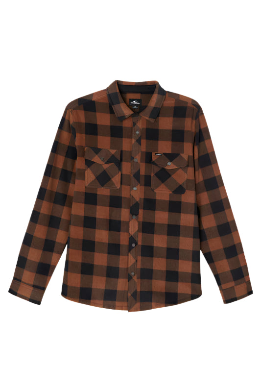 Oneill Glacier Plaid Superfleece Mens - Brown