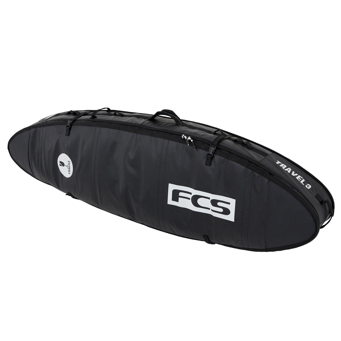 FCS Travel 3 All Purpose Travel Cover 6ft 3 Surf Bag - Black Grey