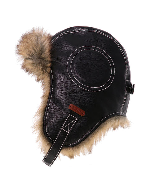 XTM Leather Bomber Beanie - Black