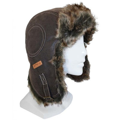 XTM Leather Bomber Beanie - Chocoalte