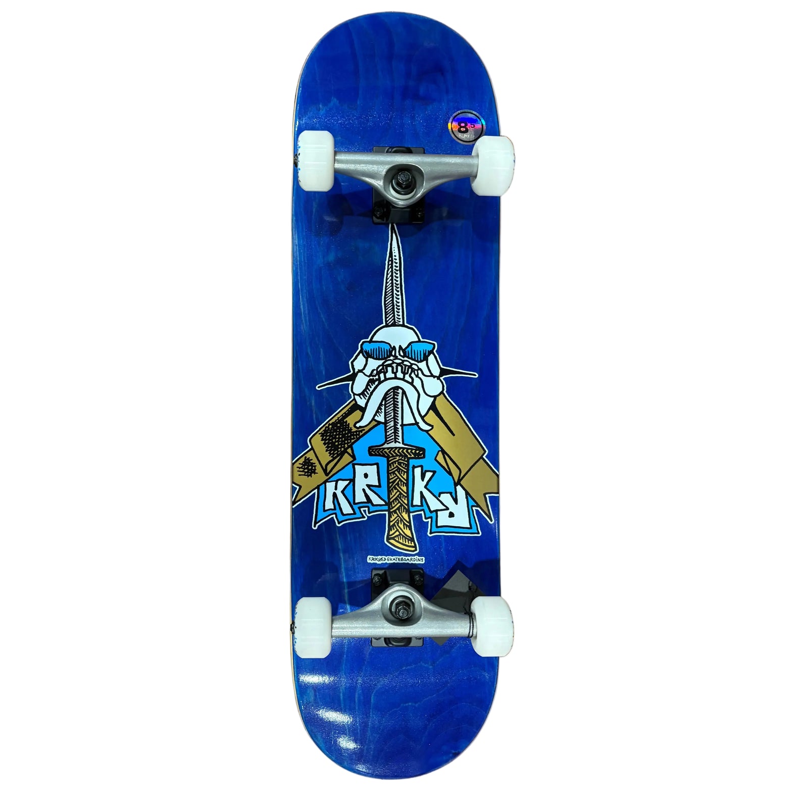 KROOKED Skull Sword skateboard - 8.5 - Blue