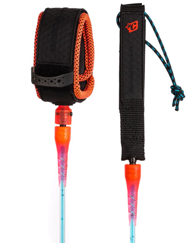 Creatures Pro 8ft Leash - Fluro Blue Speckle Fluro Red Black