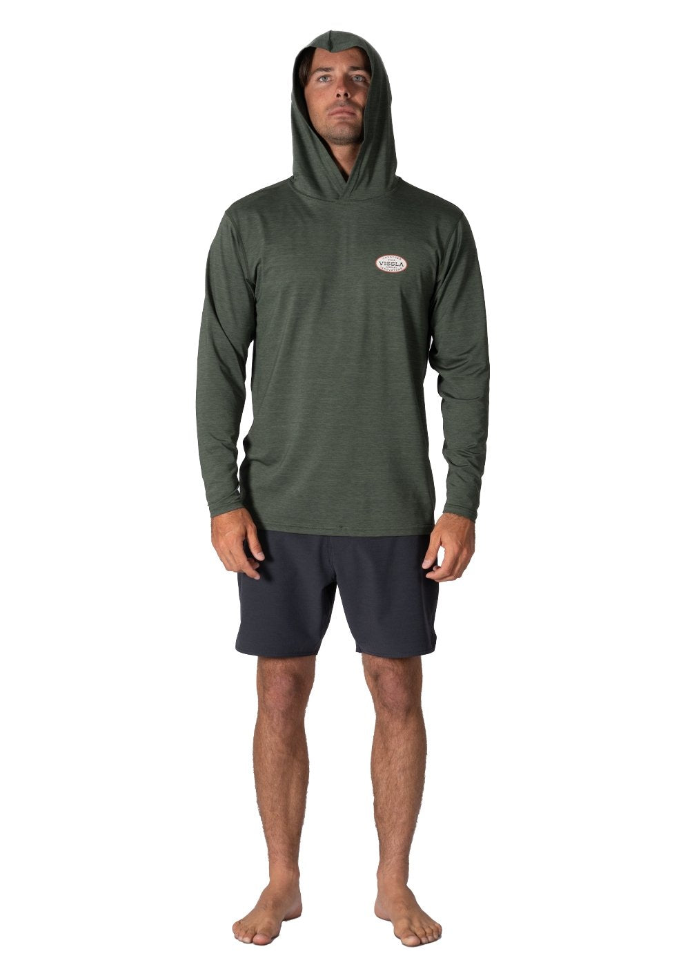 VISSLA Twisted Eco Hooded LS Sun Shirt - Military Heather