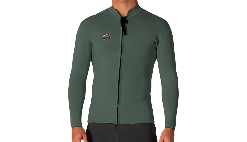 Vissla Solid Sets 2mm Front Zip Wetsuit Jacket Mens - Army