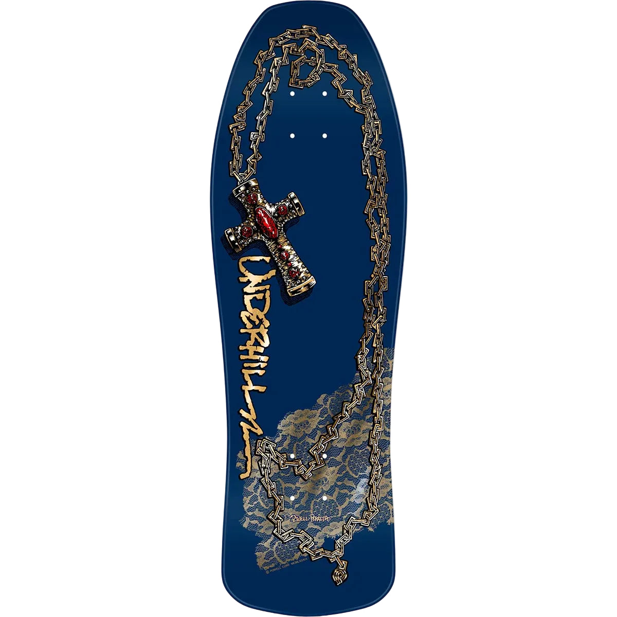 POWELL PERALTA Underhill Cross reissue skateboard deck - Navy / Gold Foil - 9.9