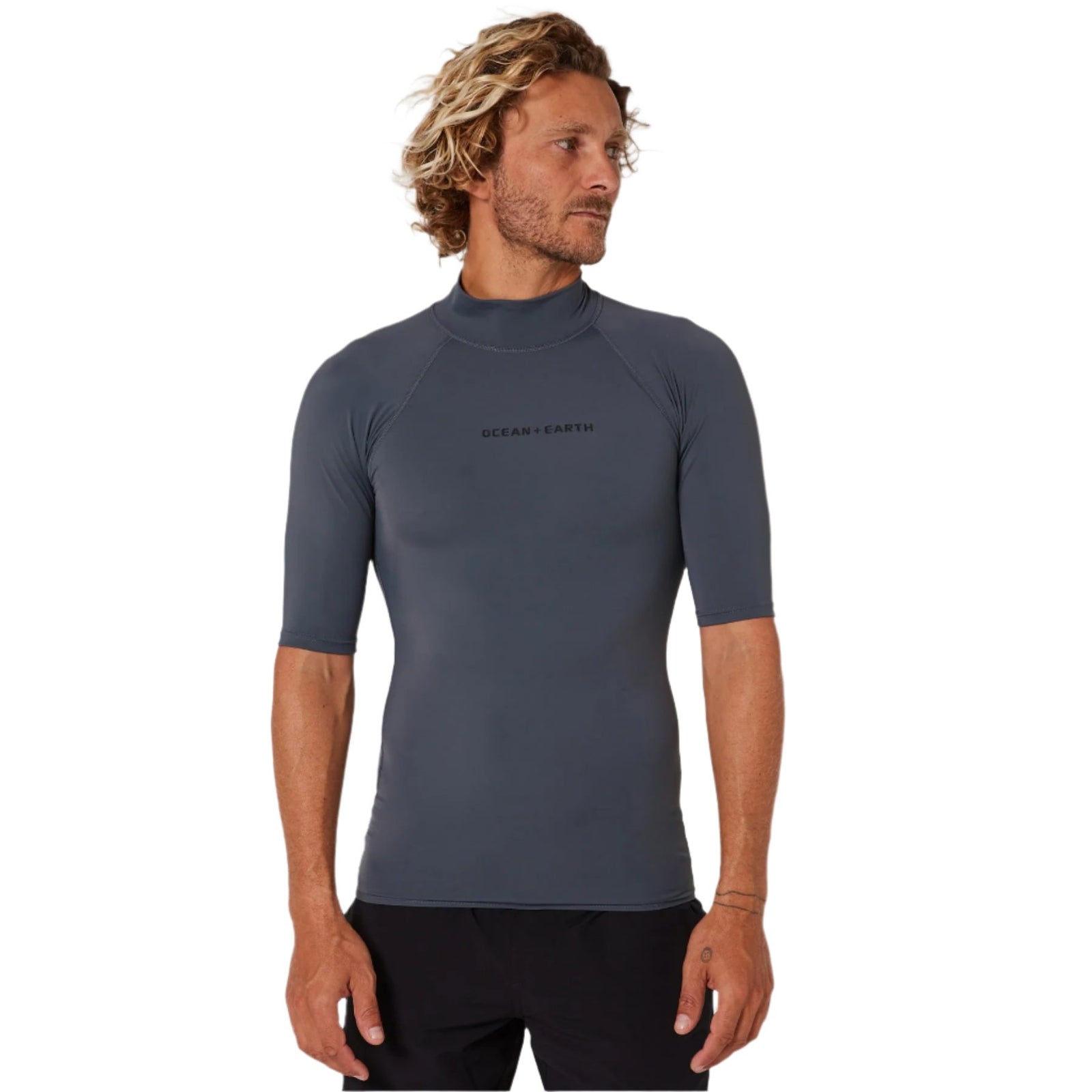 OCEAN & EARTH Script Rash Shirt SS - Charcoal