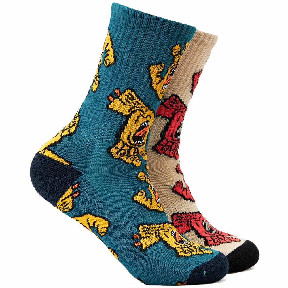 Santa Cruz Crowded hand Sock 2pack - concrete Teal