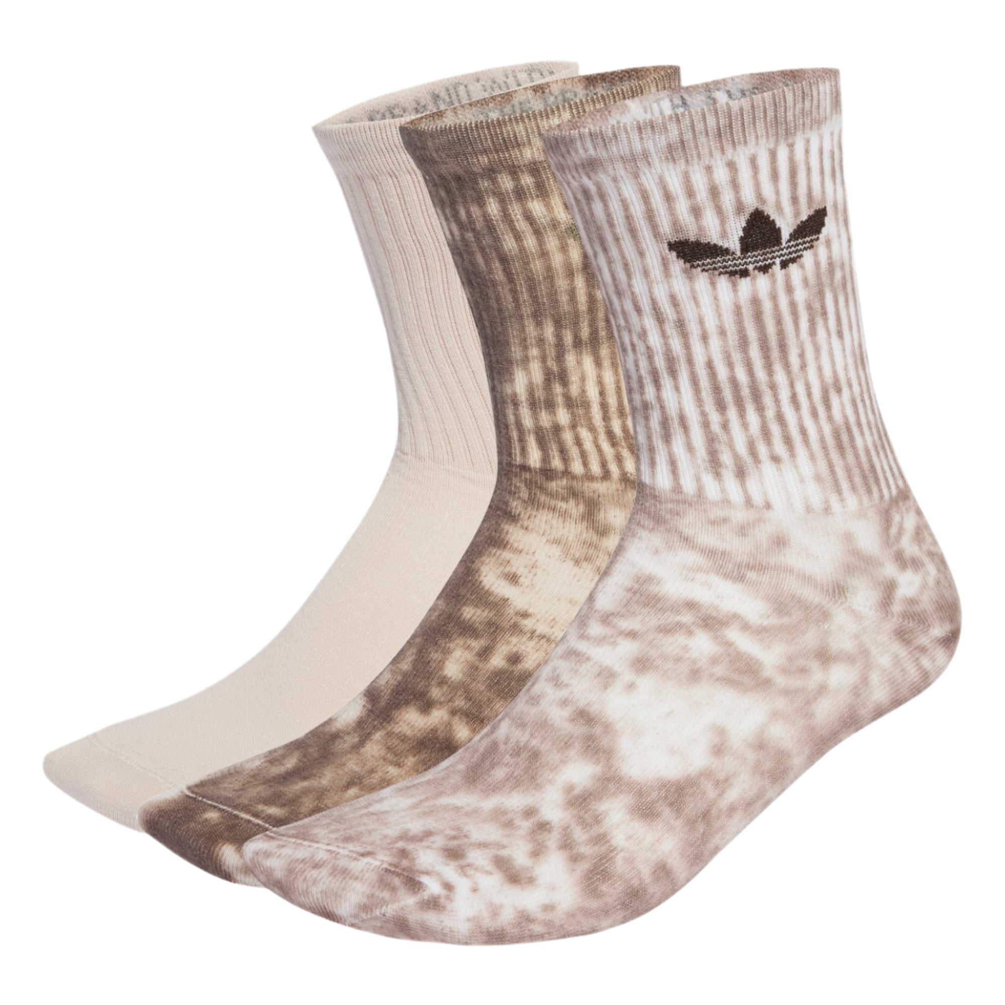 Adidas Tie Dye Crew Sock 3 pair - Trace Brown / Dark Brown / Putty Mauve