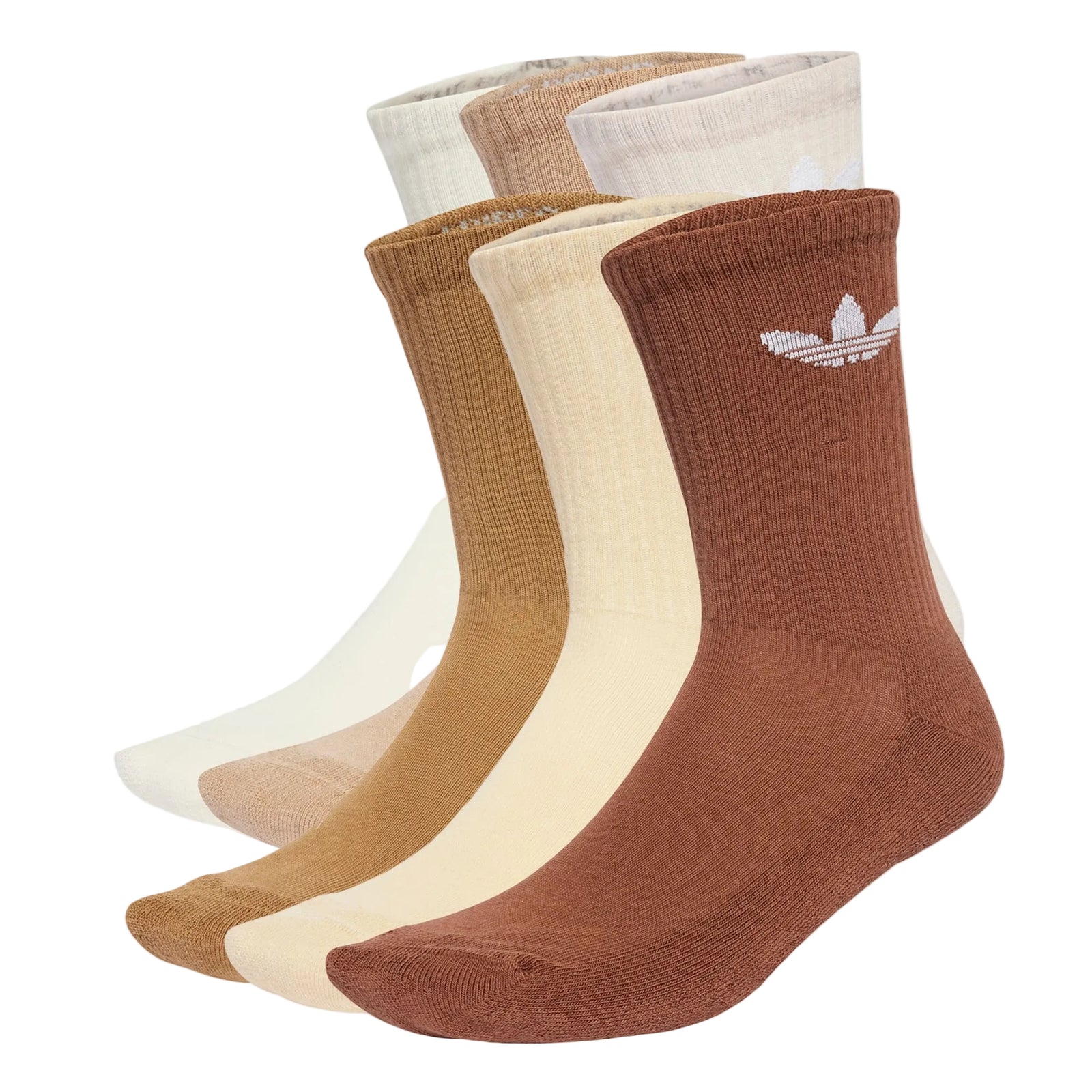 Adidas Trefoil Cushion Crew Sock 6 pair - Cream White / Wonder Quartz / Sand Strata