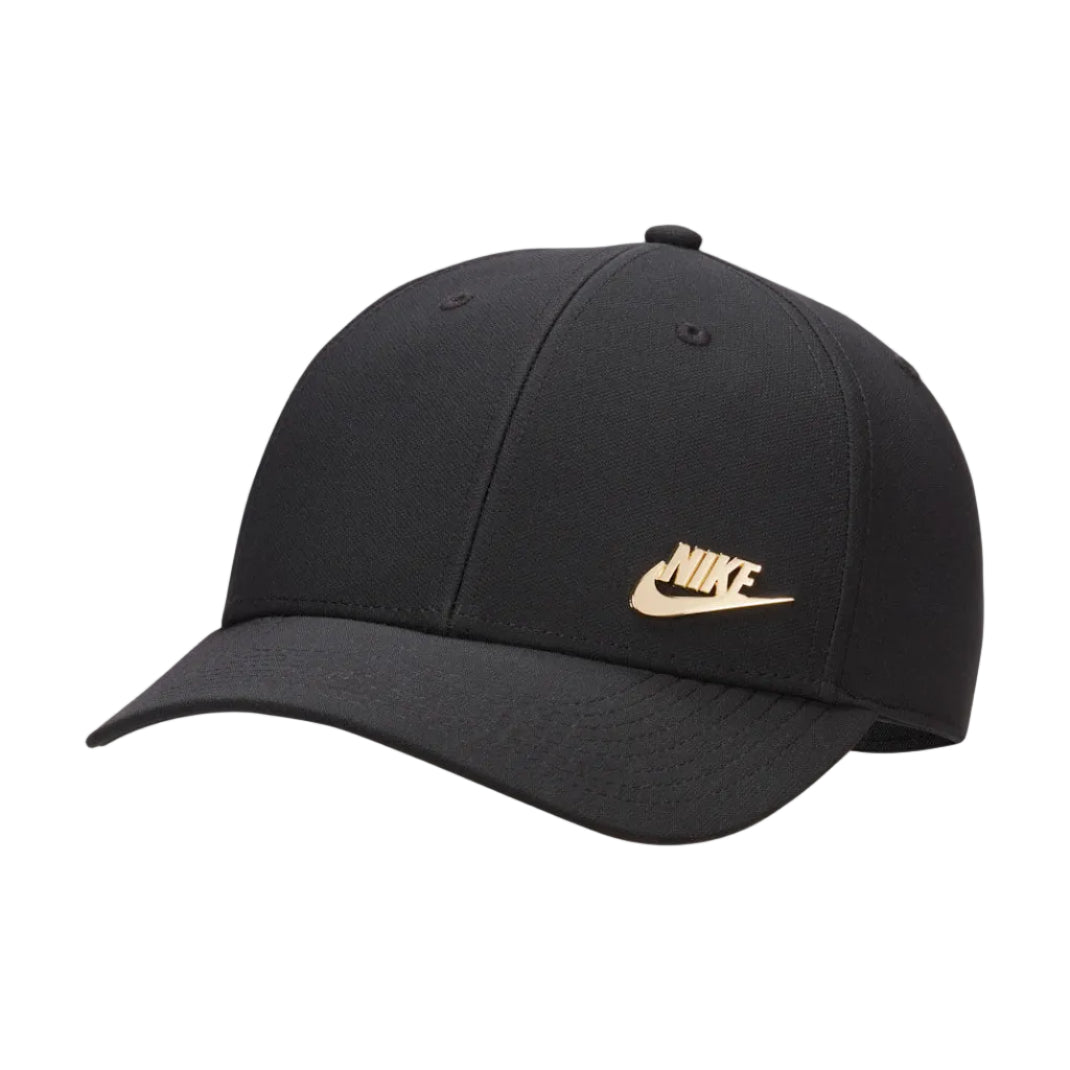 Nike Dri-FIT Club Structured Metal Logo Cap - Black/Metallic Gold