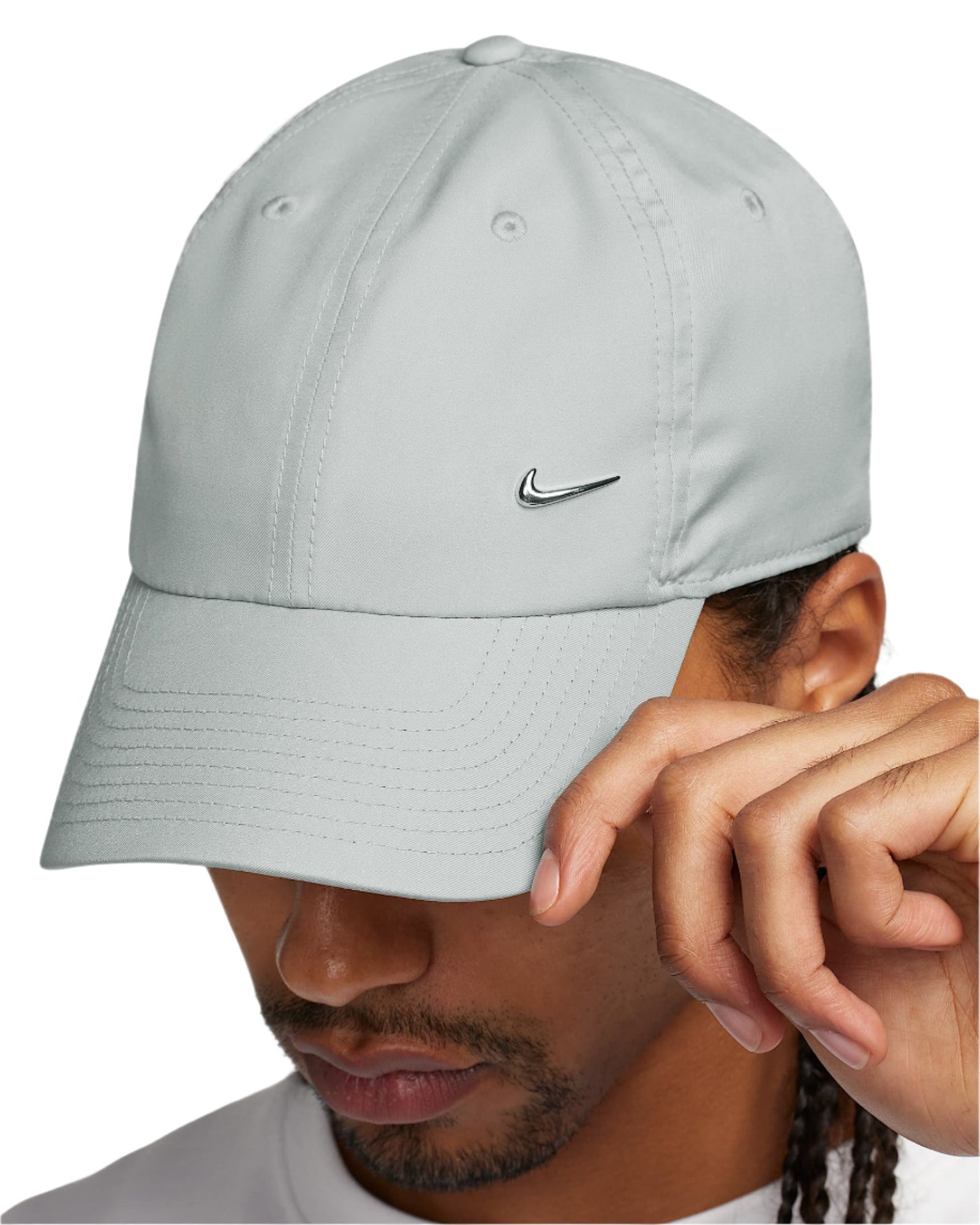Nike Dri-Fit Club Unstructured Metal Swoosh running cap - Smoke Grey/Metallic Silver