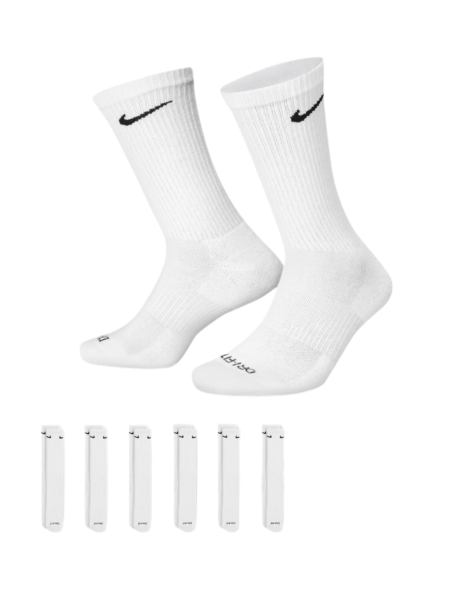 Nike Everyday Plush Cushioned Crew Sock 6Pr - White