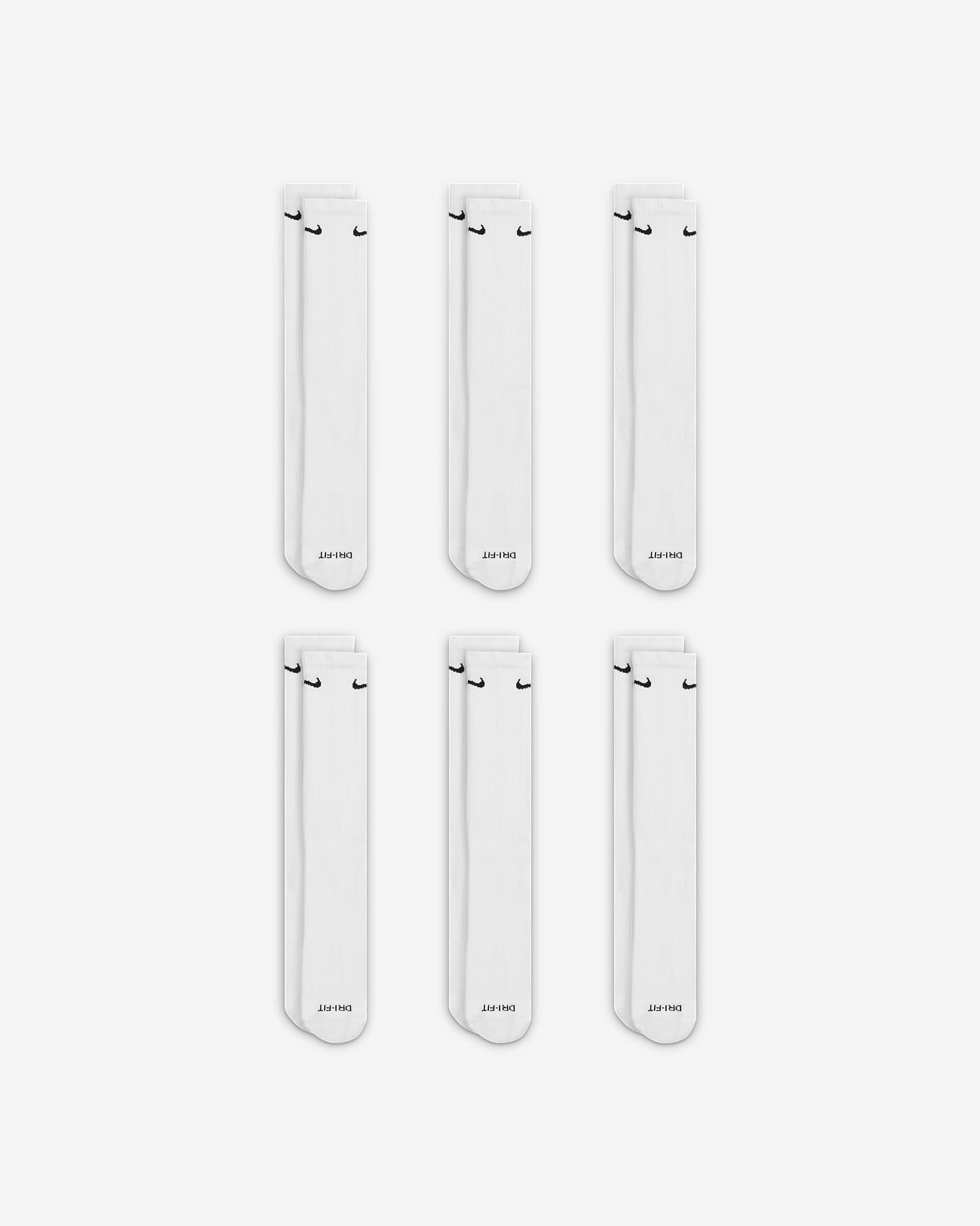 Nike Everyday Plush Cushioned Crew Sock 6Pr - White