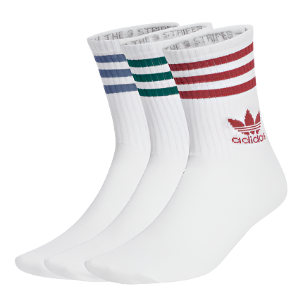 Adidas Crew Sock 3 pair - WHT/RUB/INK/GRN