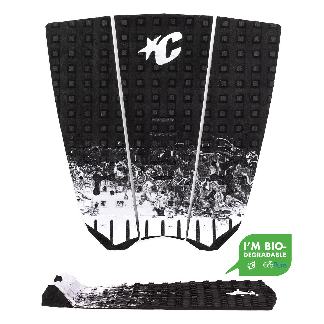 Creatures Mick Fanning Loc - Lite Ecopure surfboard tail traction pad - Black Fade White
