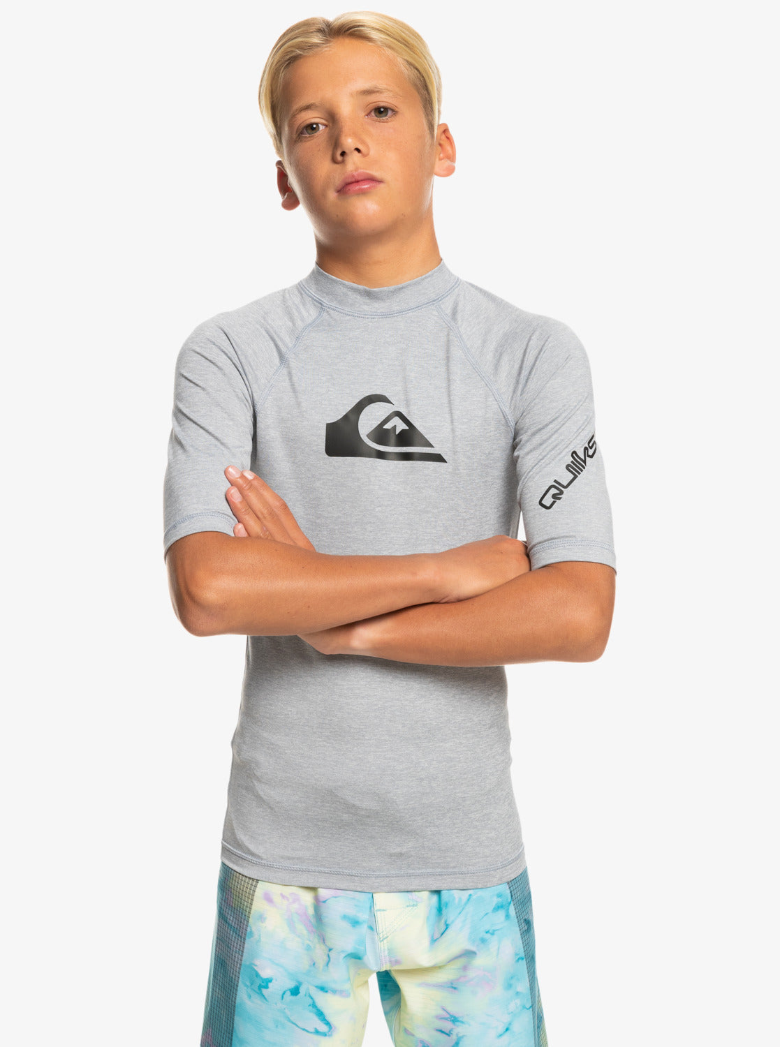 Quiksilver All Time SS Youth Rashguard - Sleet Heather