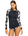 Roxy Sunny Floral LS Zip Lycra Rashguard - Anthacite Sunny Floral Swim