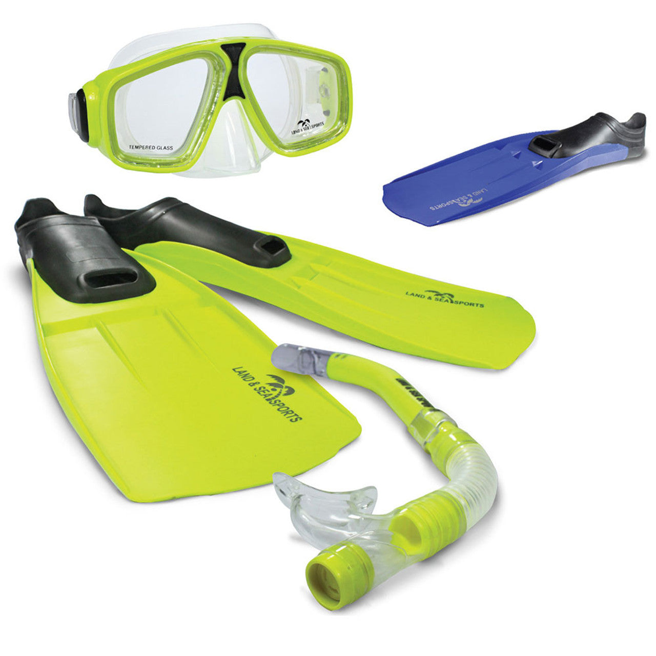 Land and Sea Adventurer Mask Snorkel And Fin Set - Medium - Yellow