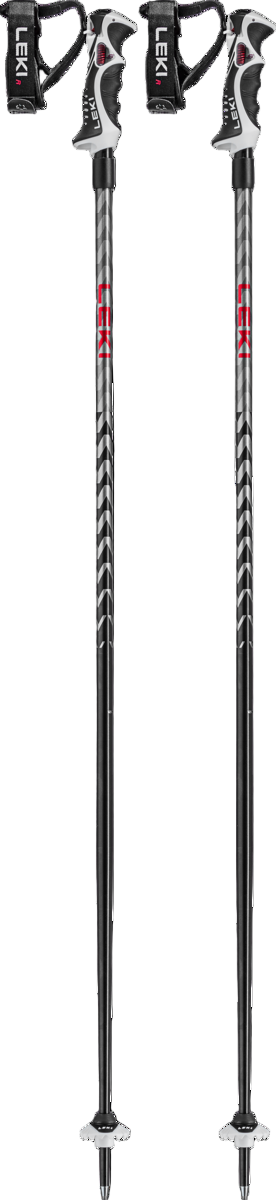 Leki Hotshot S Ski Pole - Eloxal Black-Anodized Grey- Bright Red